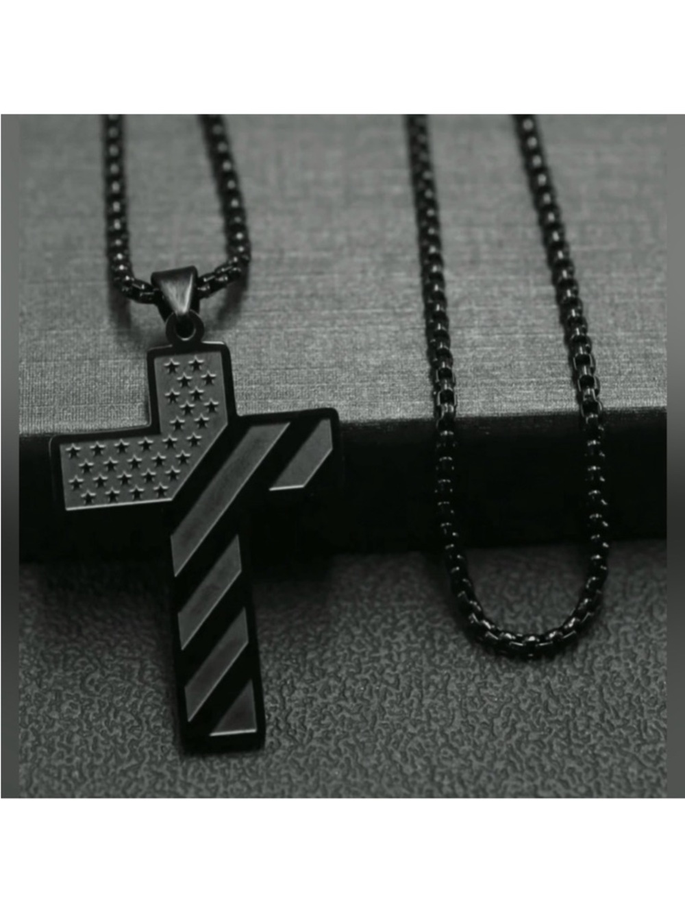 Black Stainless Steel Cross Pendant Necklace
